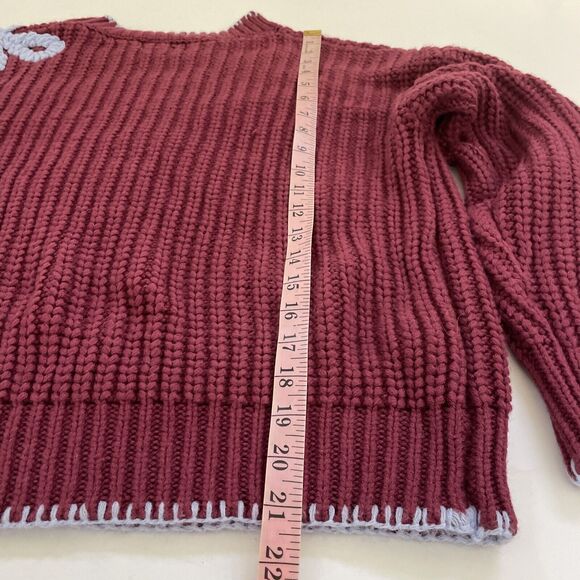 Listicle Chunky‎ Knit Sweater Size Small Oversized Baggy Boho Flowers - Picture 7 of 9